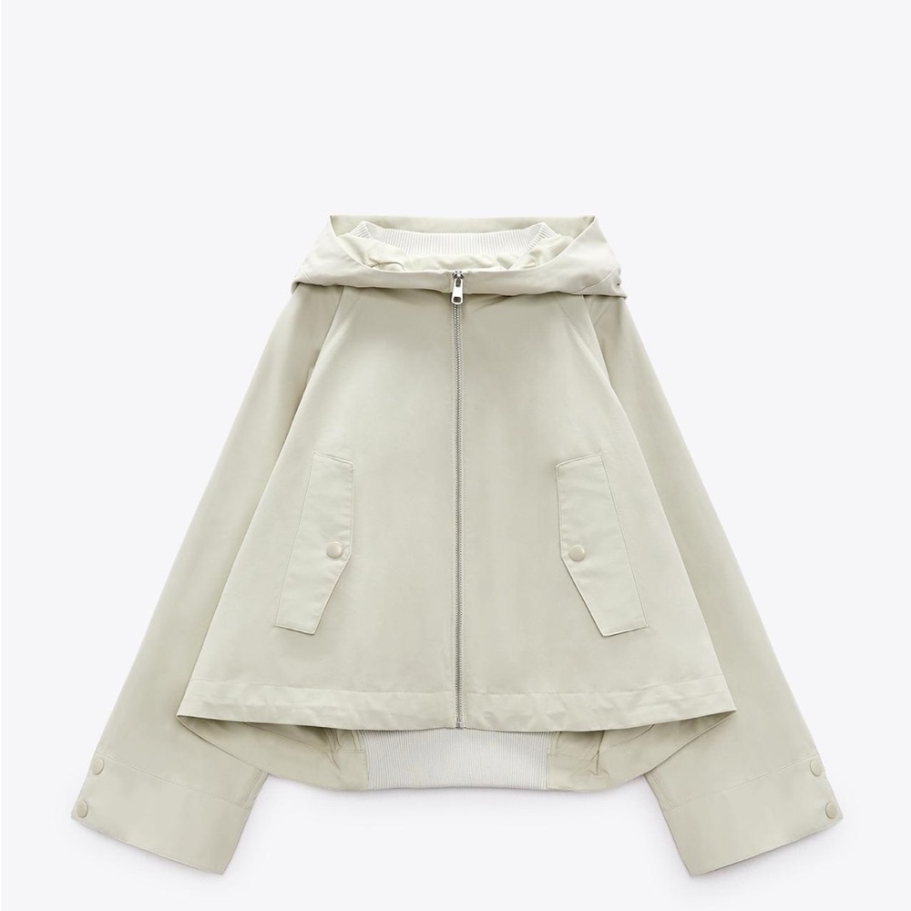 Zara Cream Water Repellent Short Parka Size M Ecru
